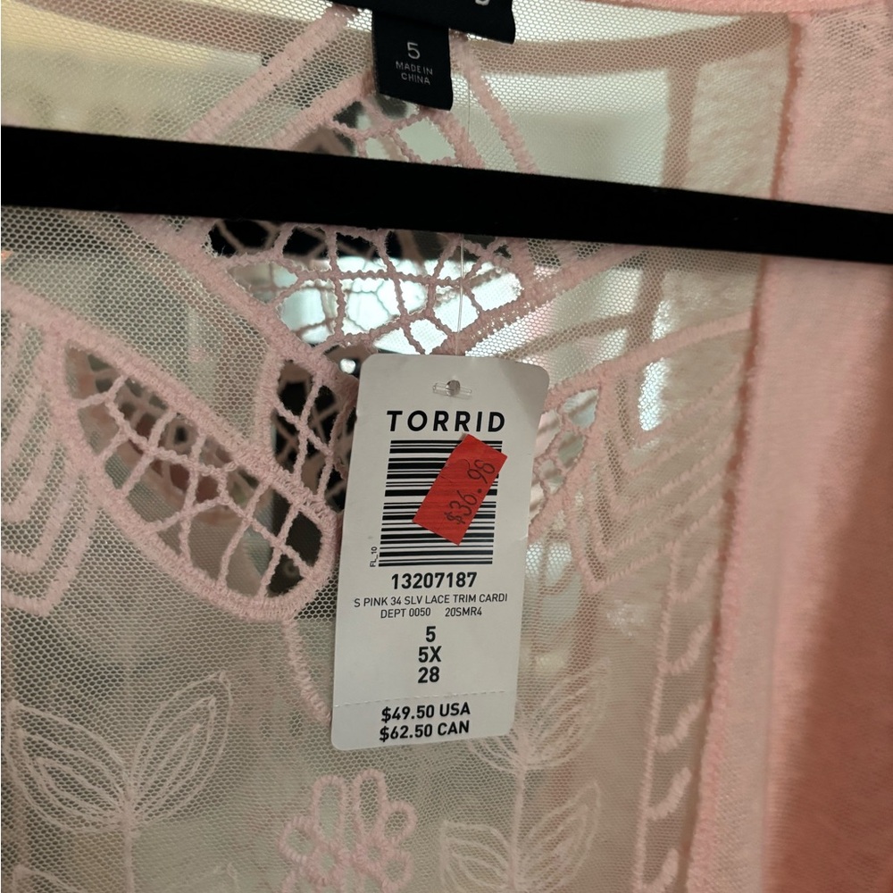 Torrid Pink Sheer Lace Cardigan - Picture 2 of 3